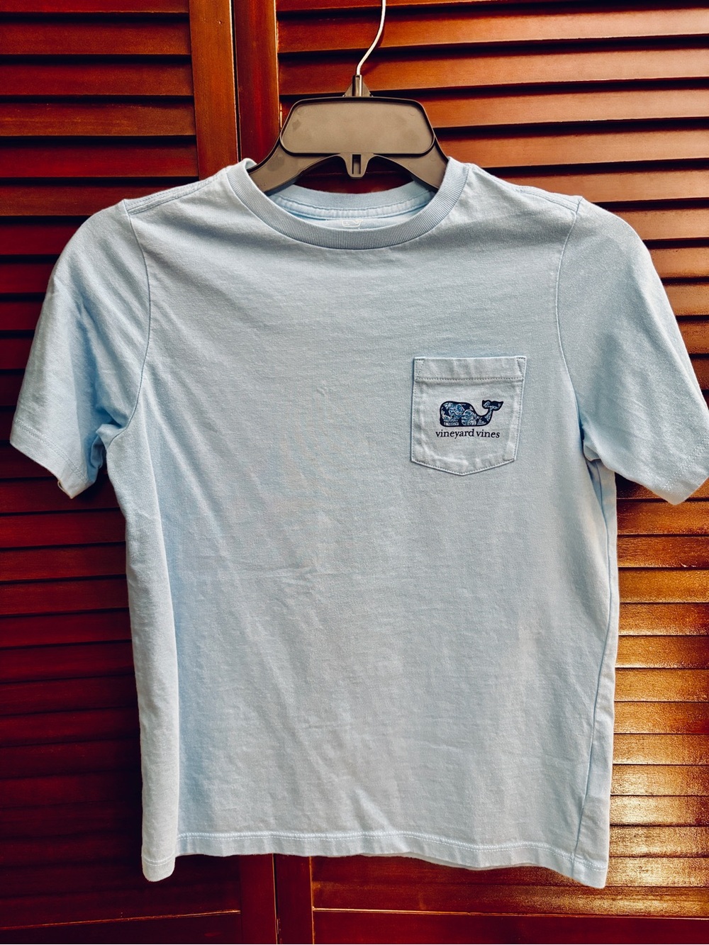 Vineyard Vines Kids Blue Pocket Tee with Whale Logo